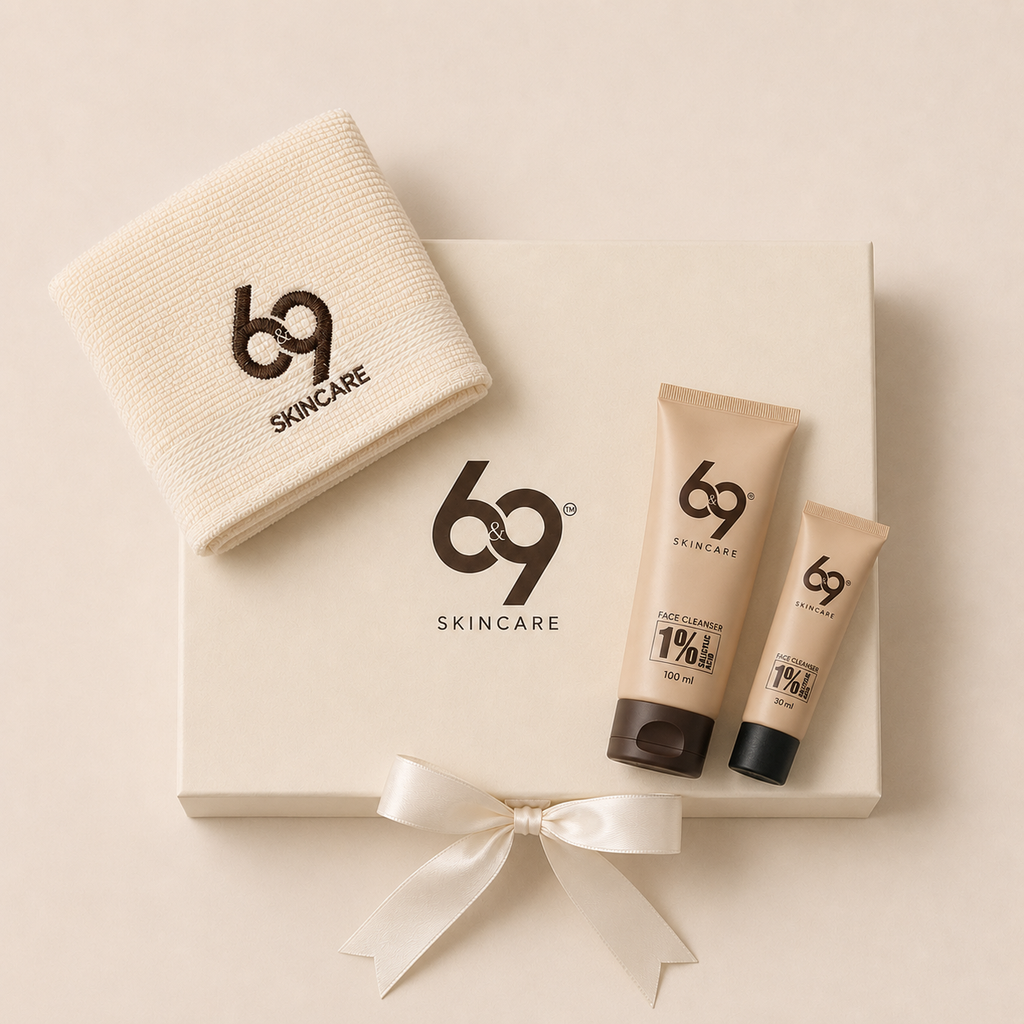 6&9 Skincare Hamper 1% Salicylic Acid Face Cleanser + personalised Face Towel