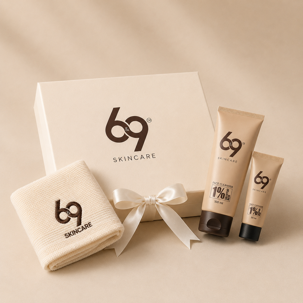 6&9 Skincare Hamper 1% Salicylic Acid Face Cleanser + personalised Face Towel