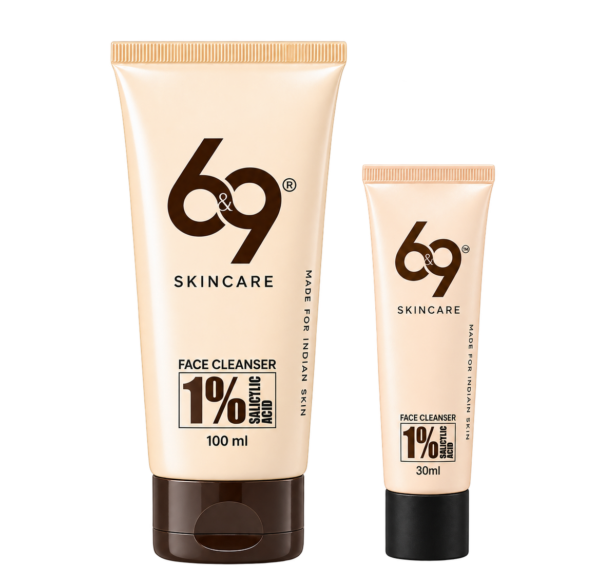 1% Salicylic Acid Face Cleanser for Oily skin | 100ml + 30ml Travel Size | 6&9 Skincare