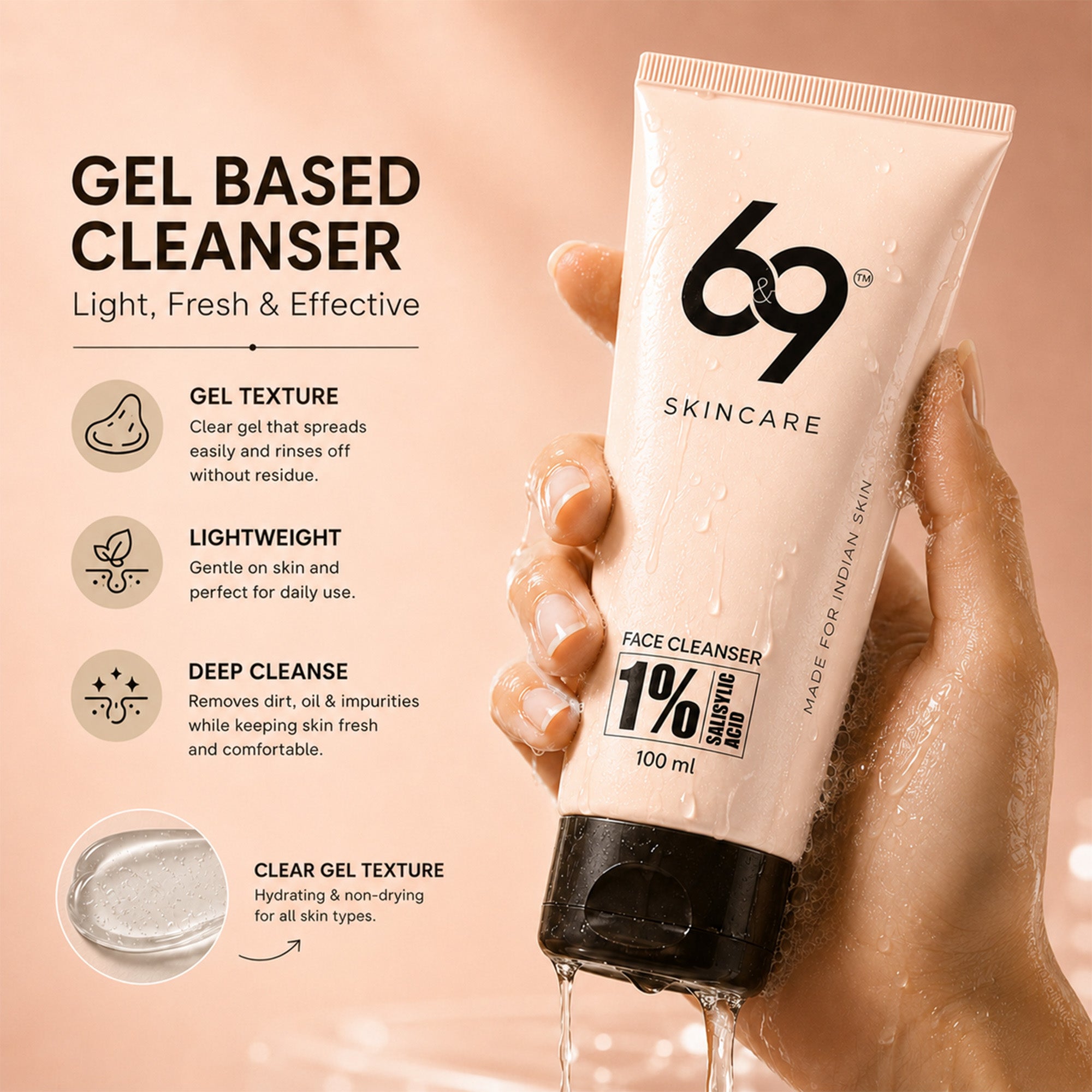 1% Salicylic Acid Face Cleanser for Acne | 6&9 Skincare