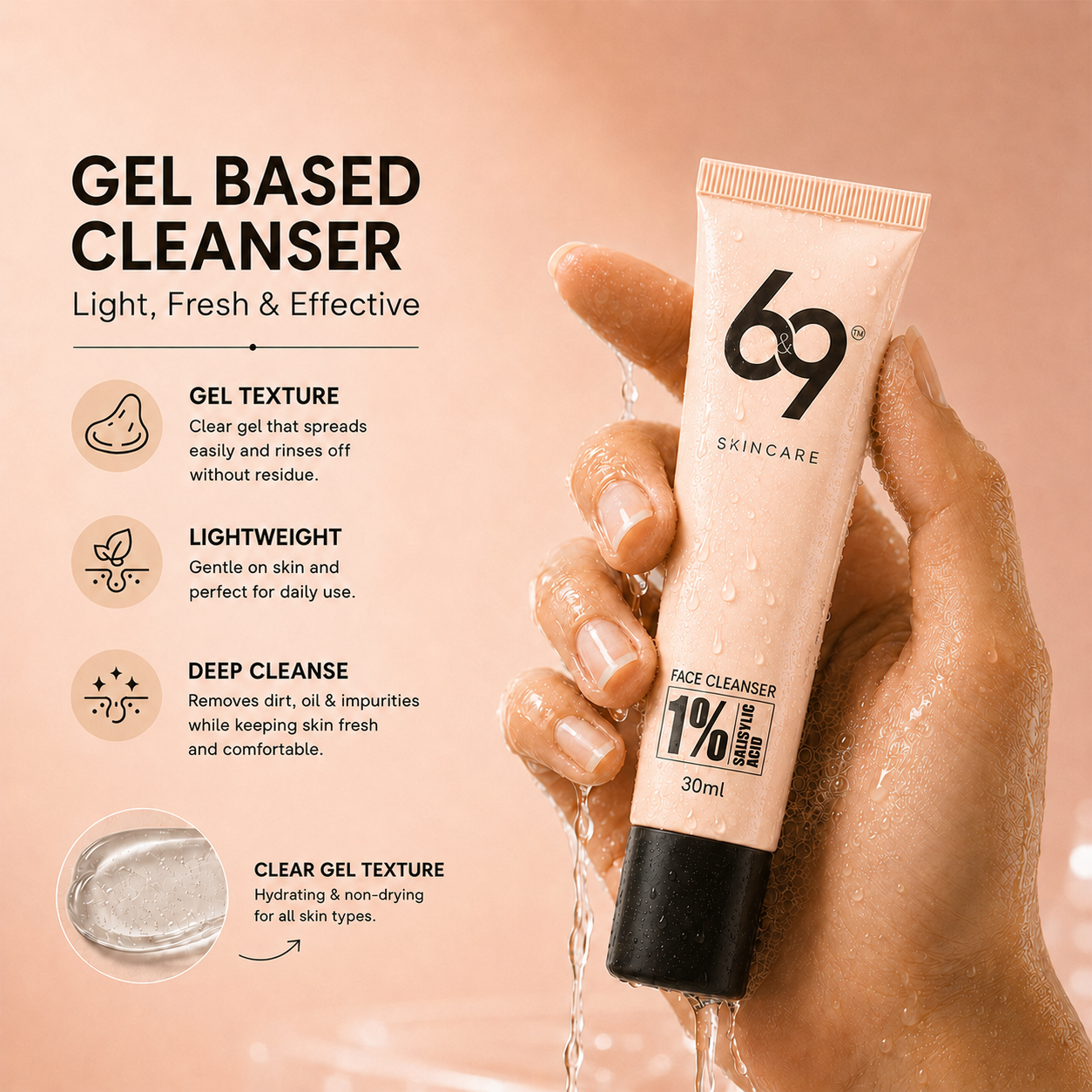 1% Salicylic Acid Face Cleanser for Acne | 6&9 Skincare